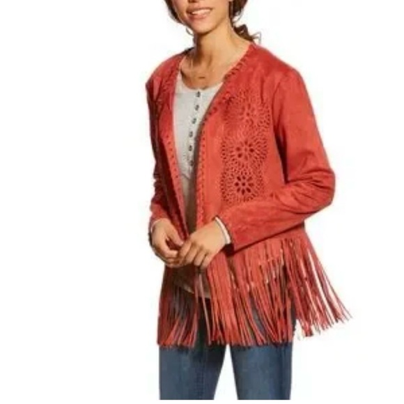 Ariat Jackets & Blazers - Ariat Faux Suede Rust Jacket w/Fringe & Laser Cut Detail. Women's Size M. #9062